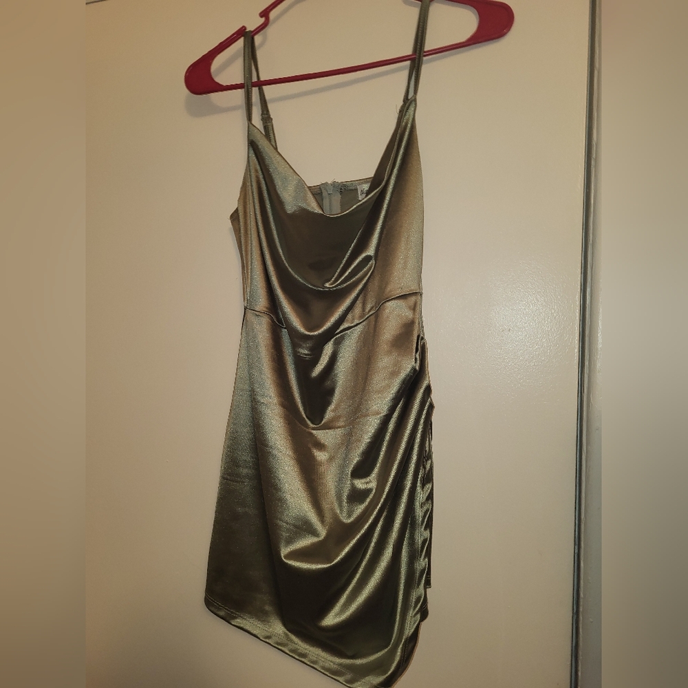 Olive green satin romper